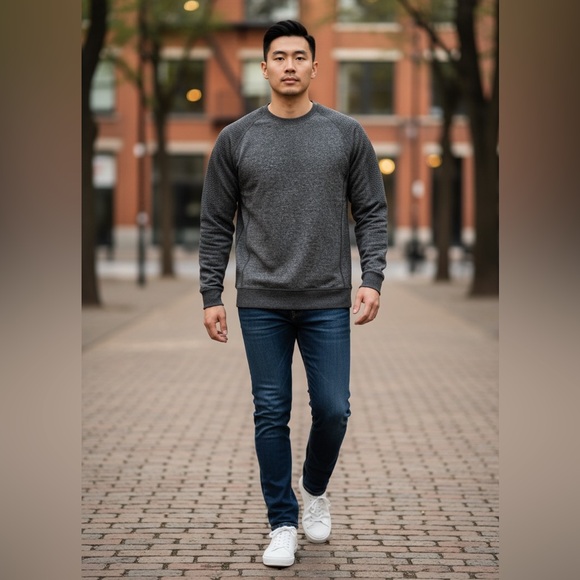 lululemon athletica Other - Lululemon Textured Tech Fleece Crewneck Sweatshirt Gray Athletic Pullover medium